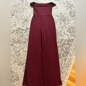 Alleyoop Burgundy Off-the-Shoulder Jumpsuit from Lulus